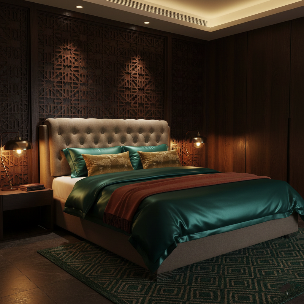 AMELIA TUFTED BROWN BED - QUEEN SIZE